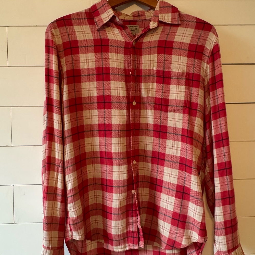 Red Plaid Men's Shirt Size S
